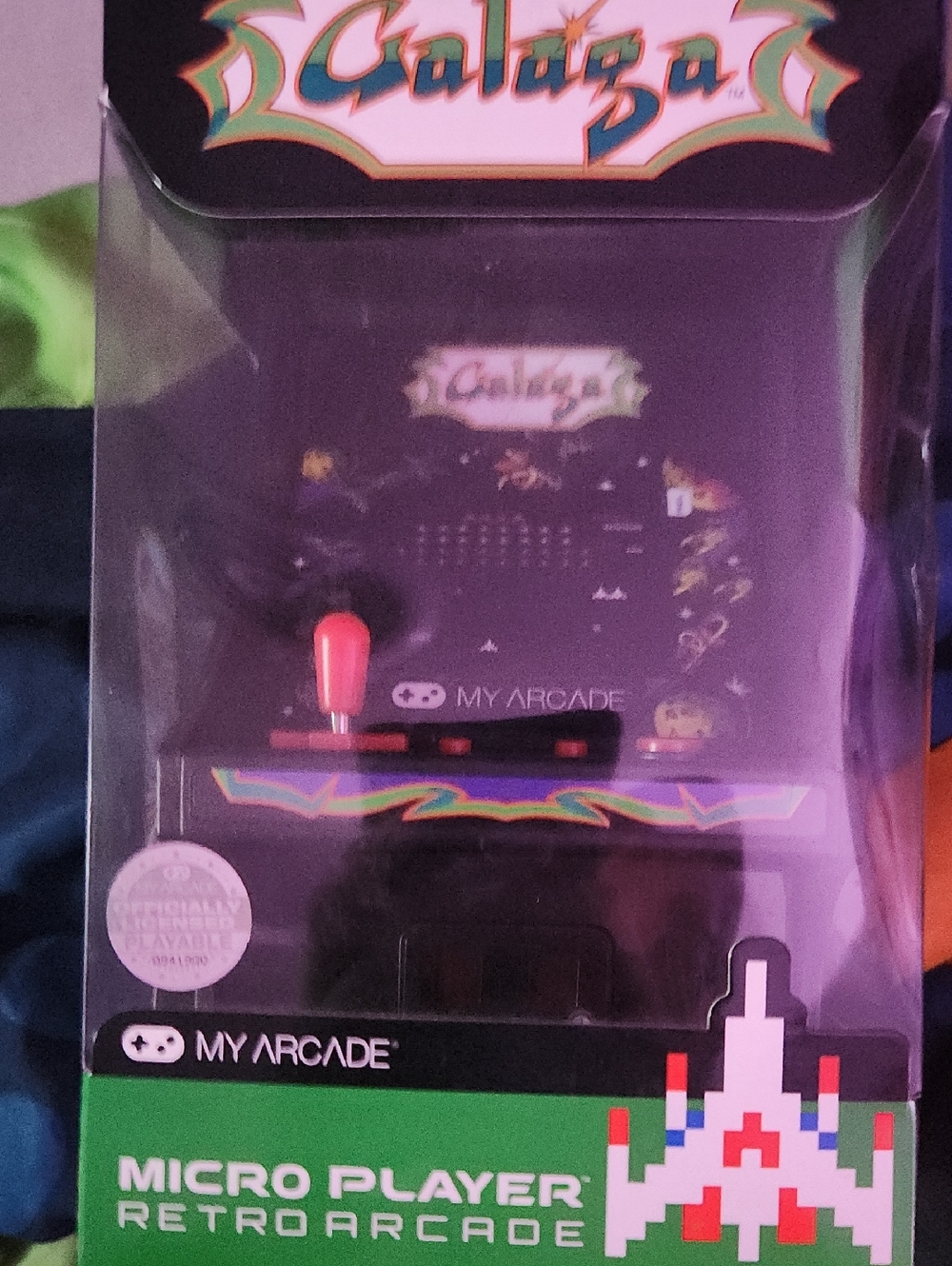 Arcade Galaga Micro Player BRAND NEW IN BOX - Purple Cabinet with Pink Joystick